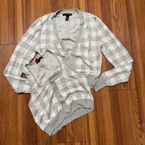 Forever 21 Gingham Sweater Vest and Cardigan Set